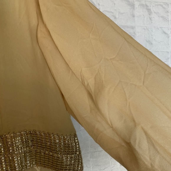 Nazila Couture sz Med Sheer Sleeve Silk Kurta Embroidery & Sheer Overlay NWOT - Picture 4 of 13